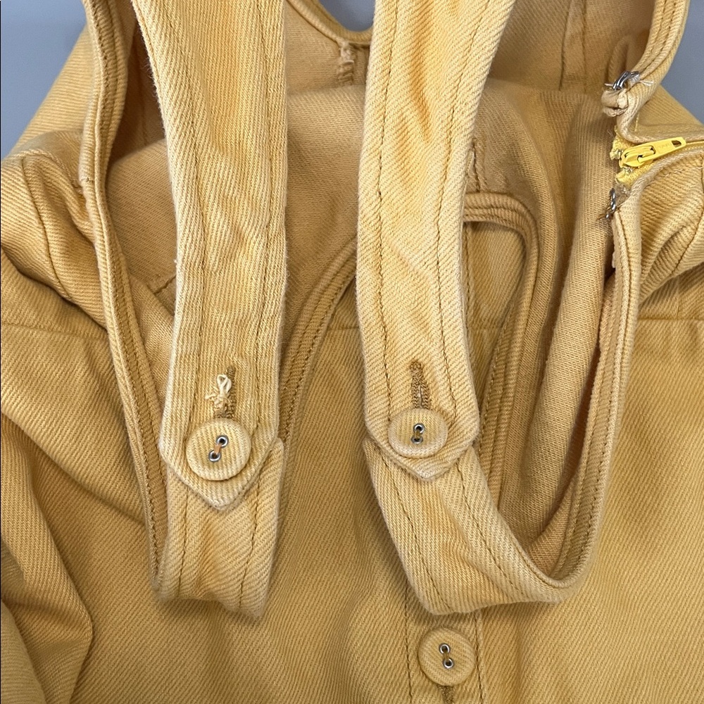 Urban Outfitters Denim Faux Button Front Jumpsuit Yellow Size XS - Picture 7 of 9